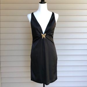 Express Black Cocktail Dress Plunging Neckline 6